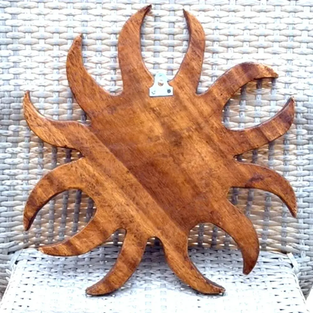 VTG Carved Wooden Sun Face Celestial Wall Plaque 16